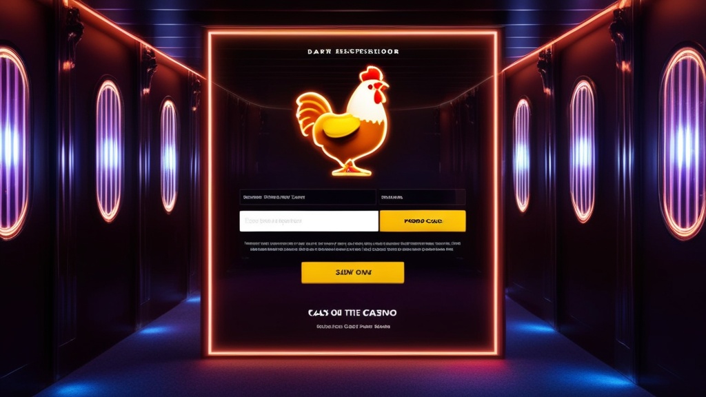 Mroczny panel rejestracji z polem na kod promocyjny i motywem Chicken Road.